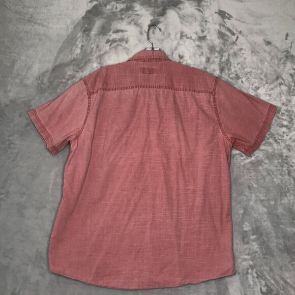 G. H. Bass Shirt Mens XL Red Washed Short Sleeve Button Down Cotton Casual - Picture 3 of 10